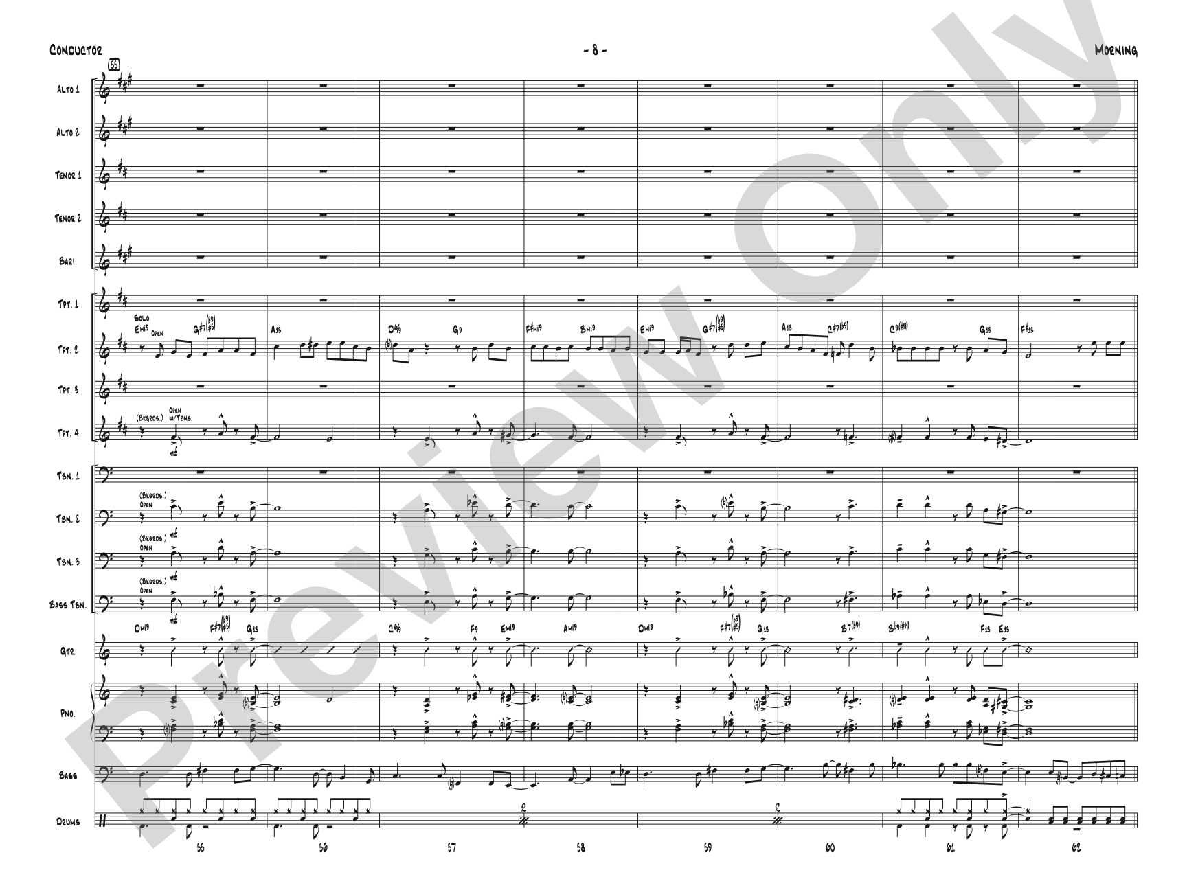 Morning: Jazz Ensemble Conductor Score & Parts