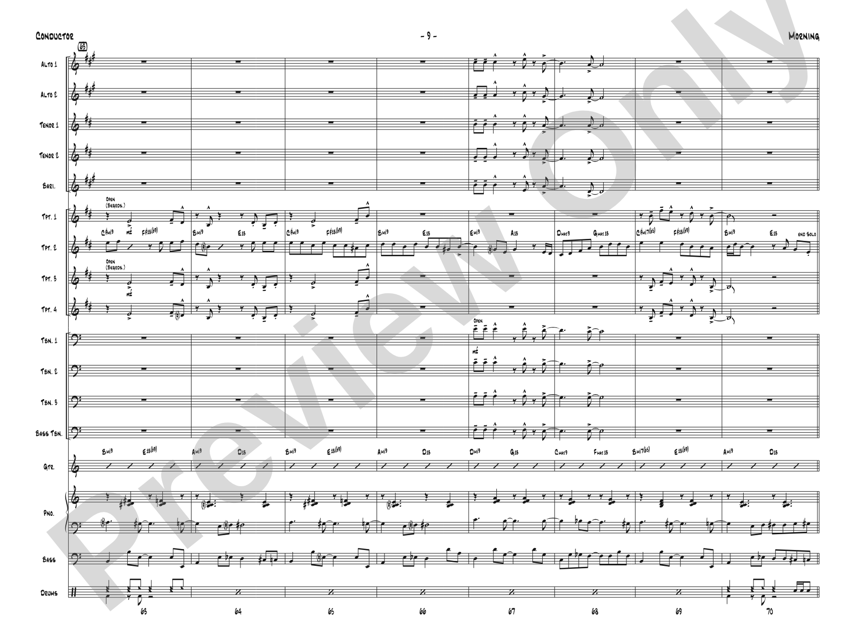 Morning: Jazz Ensemble Conductor Score & Parts
