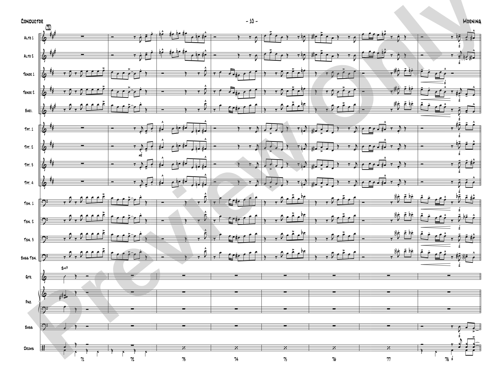 Morning: Jazz Ensemble Conductor Score & Parts