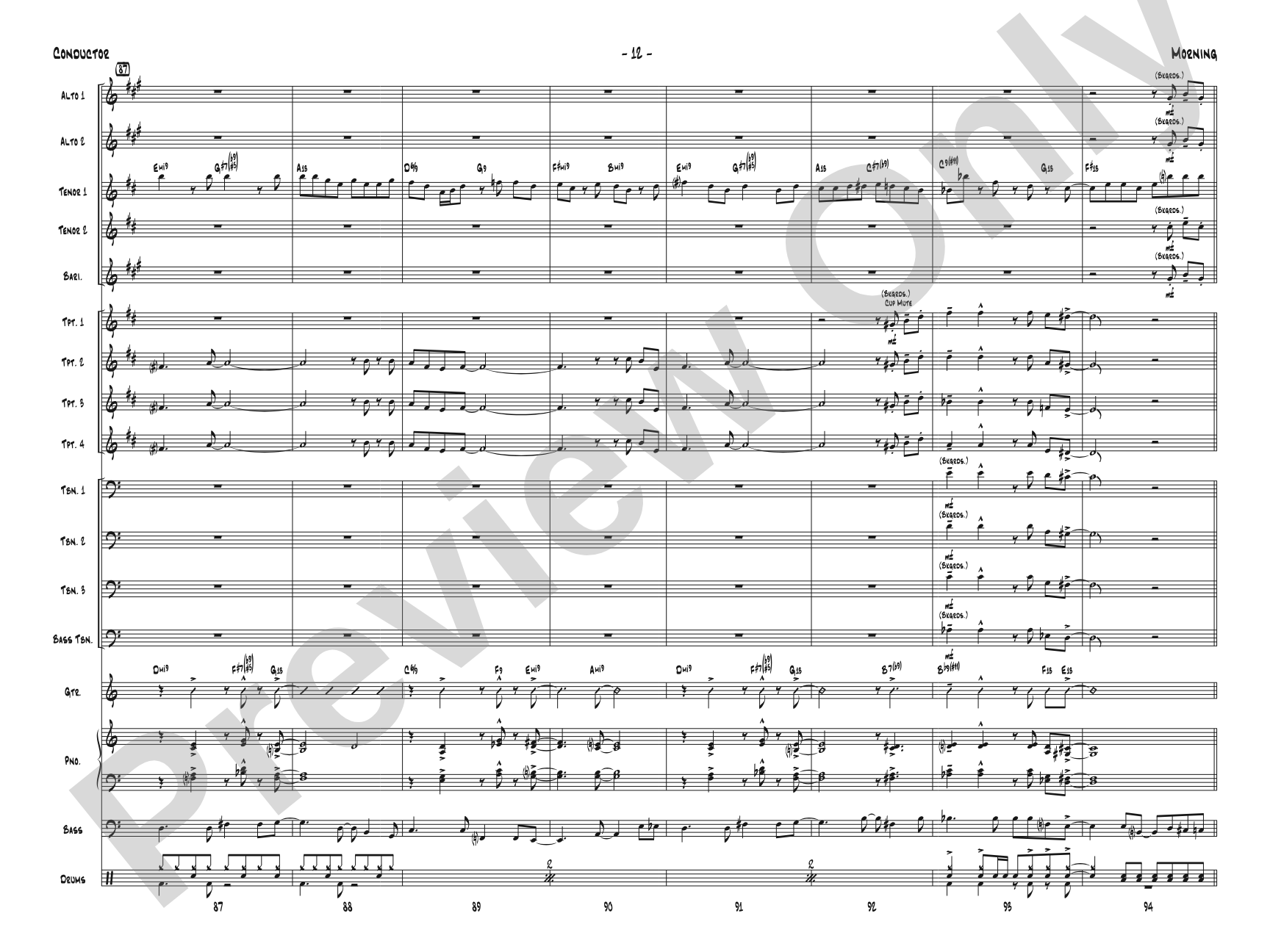 Morning: Jazz Ensemble Conductor Score & Parts