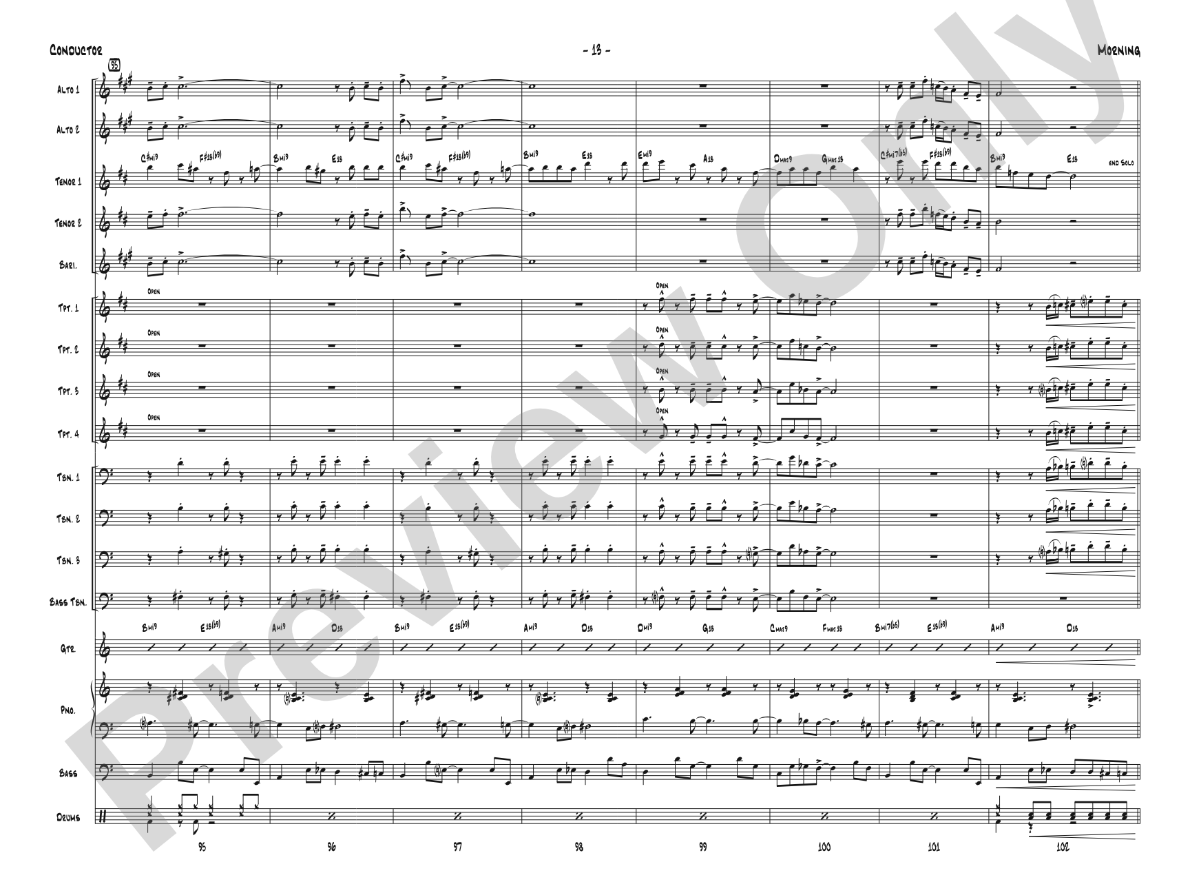 Morning: Jazz Ensemble Conductor Score & Parts
