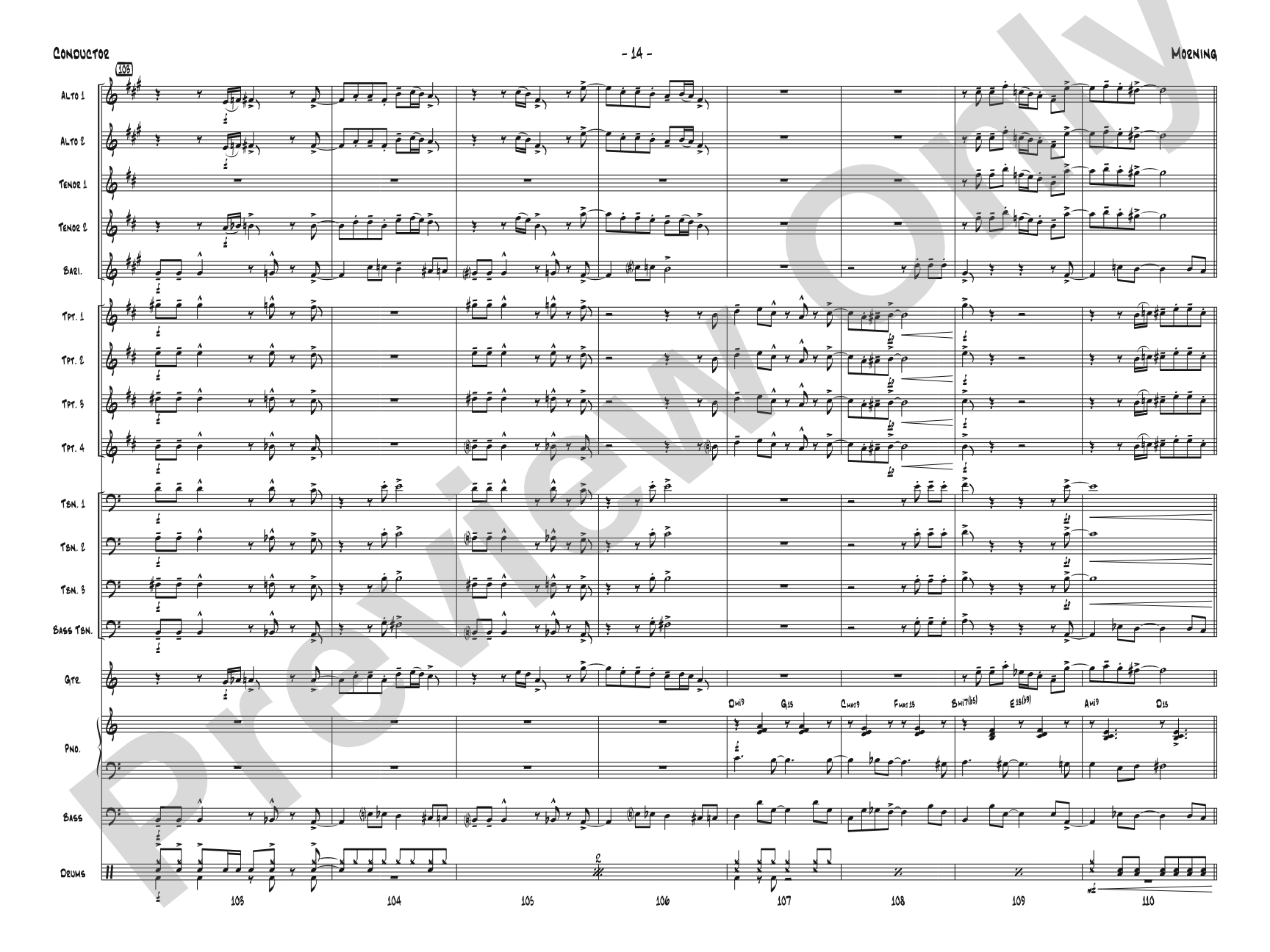 Morning: Jazz Ensemble Conductor Score & Parts