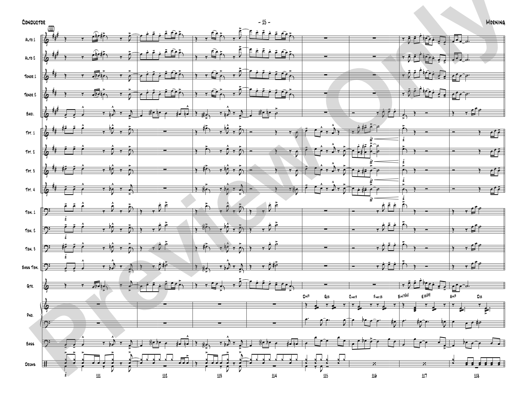 Morning: Jazz Ensemble Conductor Score & Parts