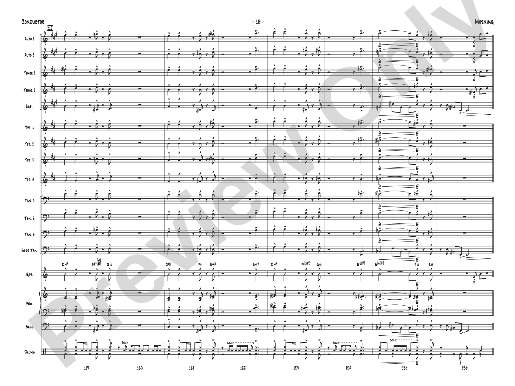 Morning: Jazz Ensemble Conductor Score & Parts