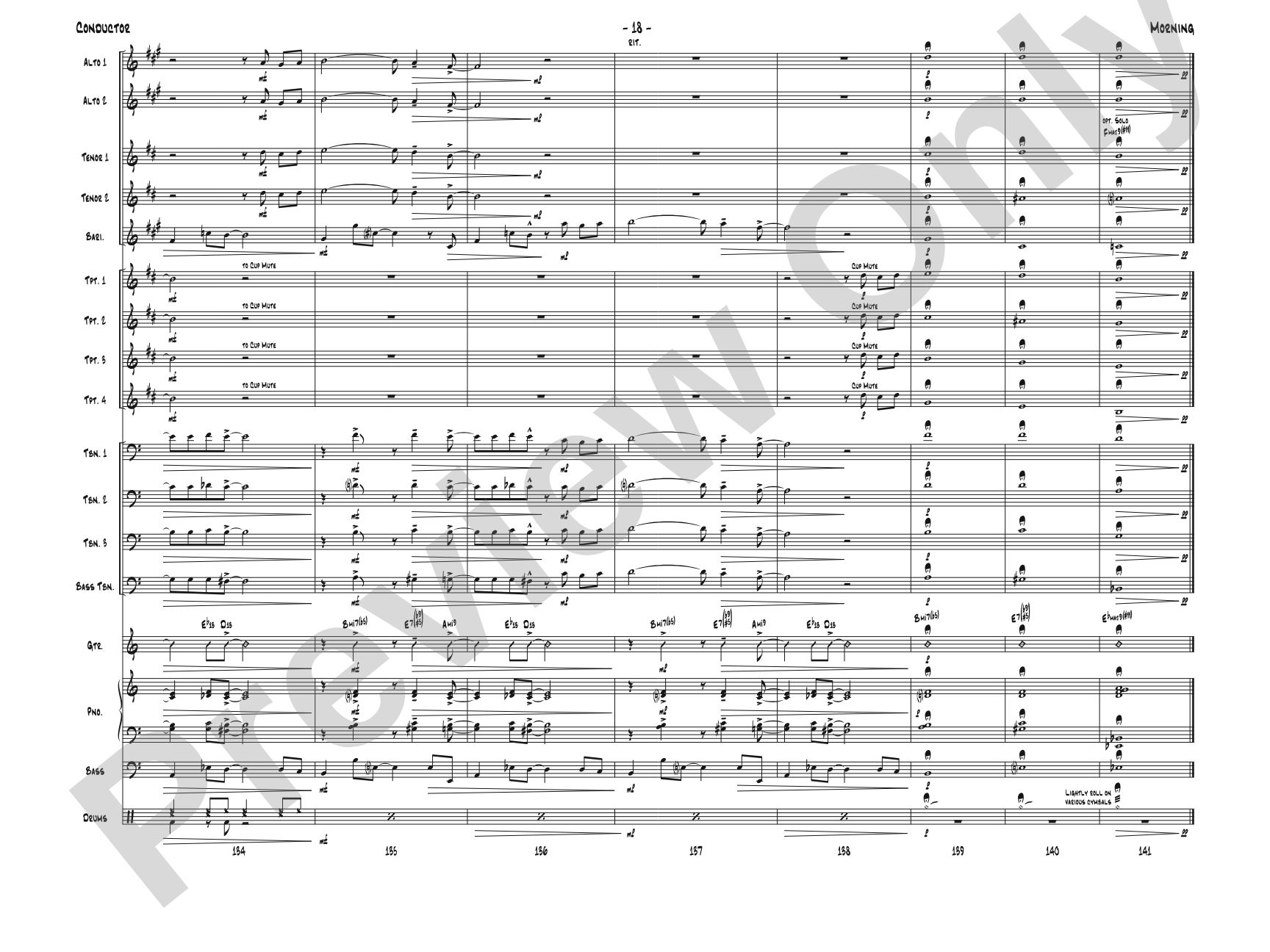 Morning: Jazz Ensemble Conductor Score & Parts