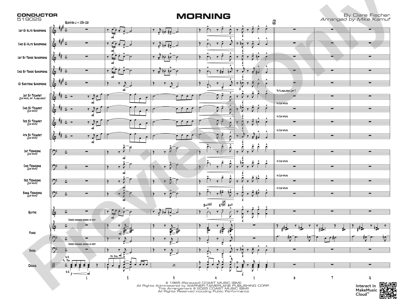 Morning: Jazz Ensemble Conductor Score & Parts