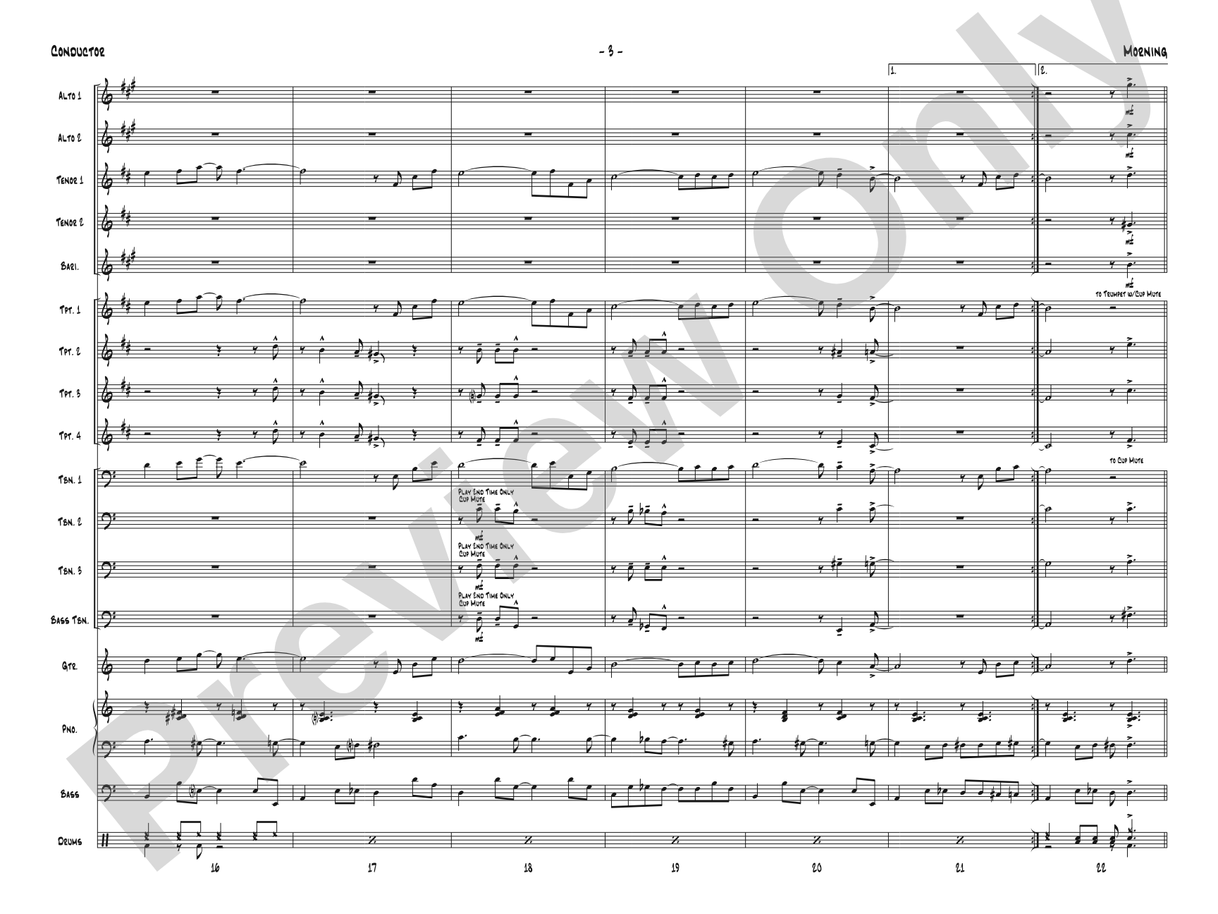 Morning: Jazz Ensemble Conductor Score & Parts