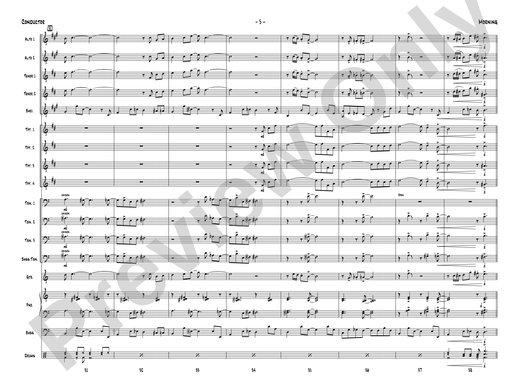 Morning: Jazz Ensemble Conductor Score & Parts