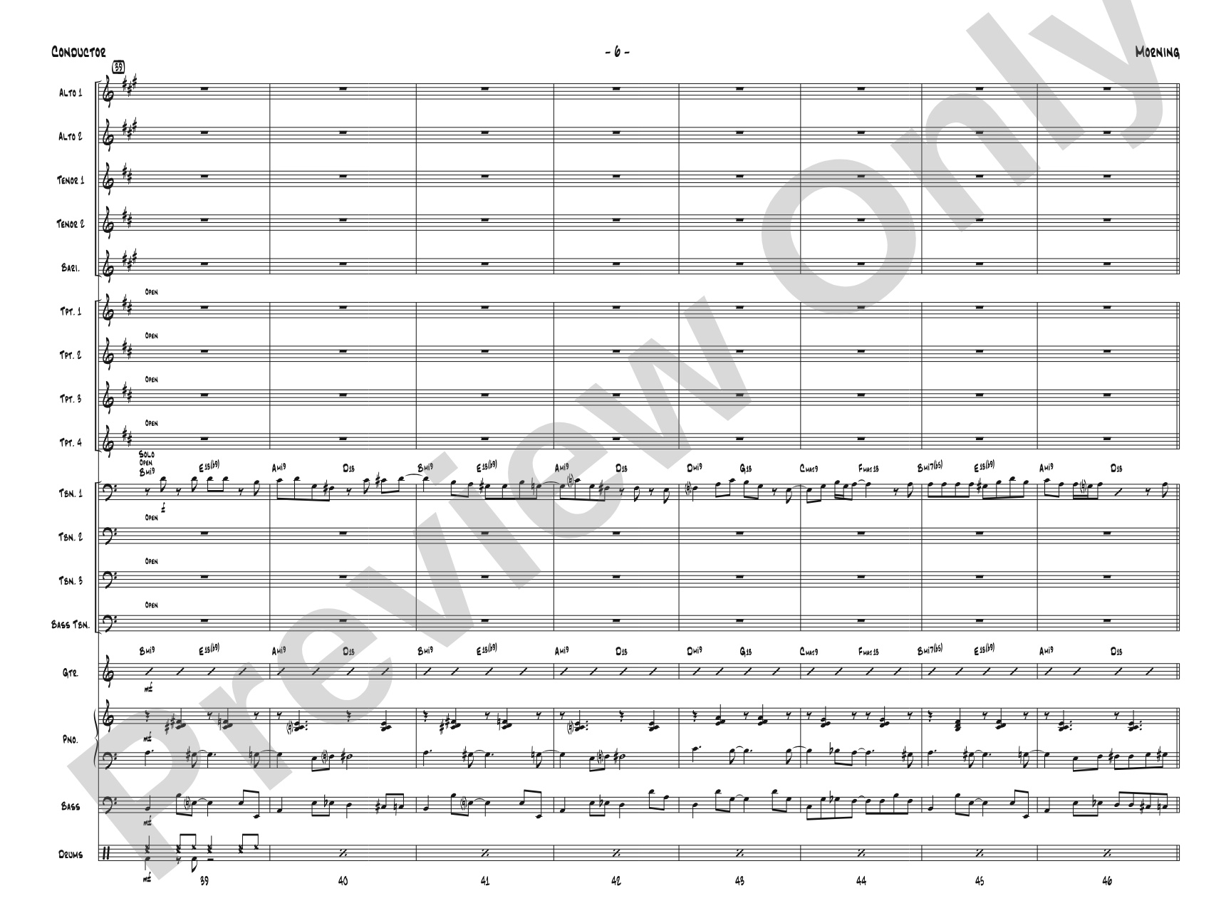 Morning: Jazz Ensemble Conductor Score & Parts