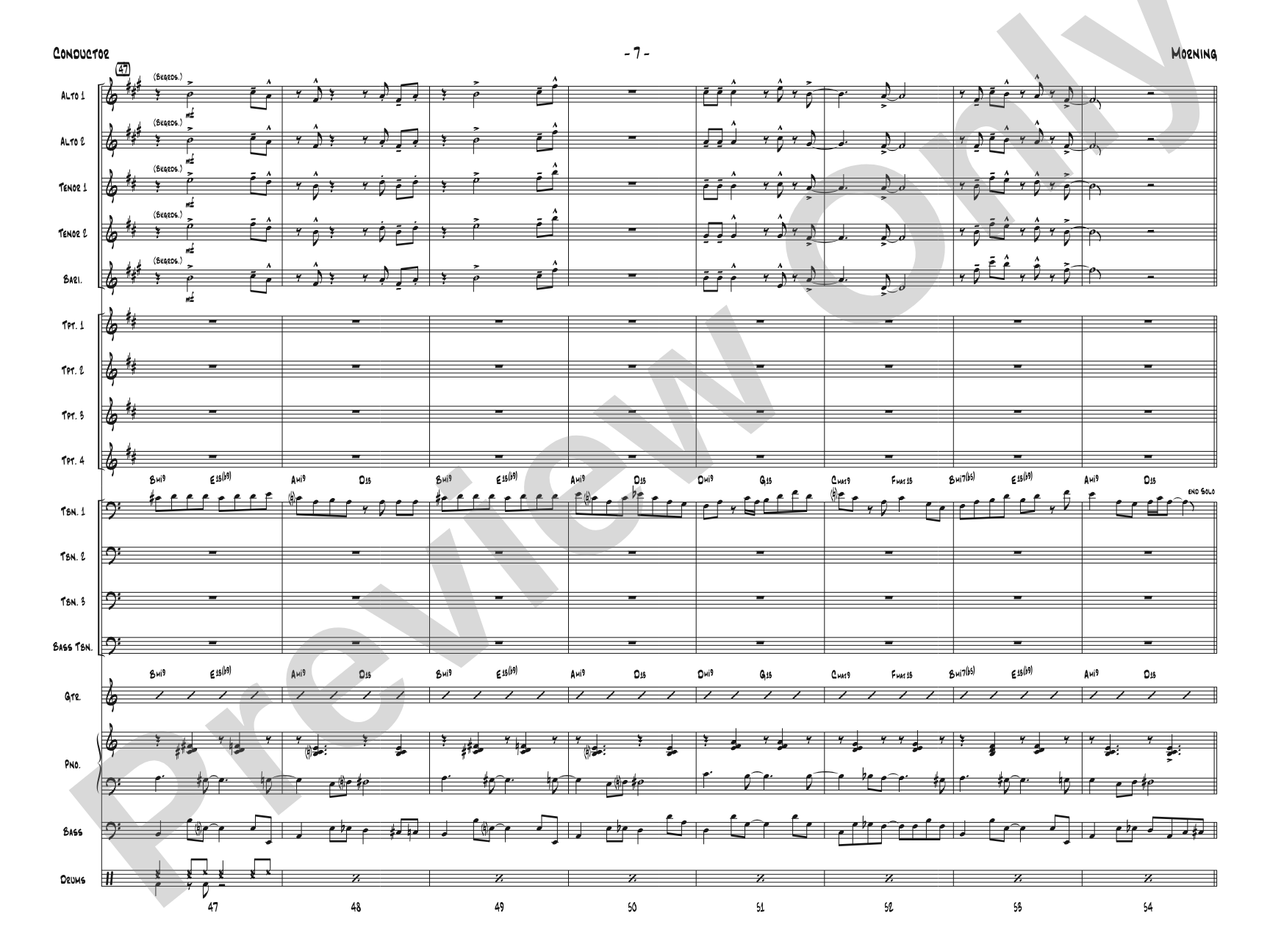 Morning: Jazz Ensemble Conductor Score & Parts