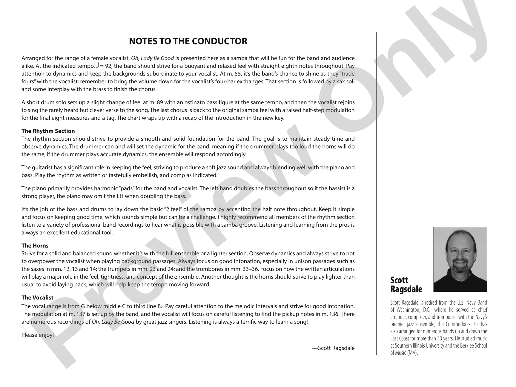 Oh, Lady Be Good: Jazz Ensemble Conductor Score & Parts