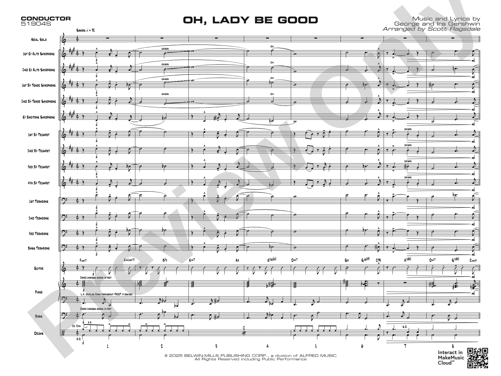 Oh, Lady Be Good: Jazz Ensemble Conductor Score & Parts
