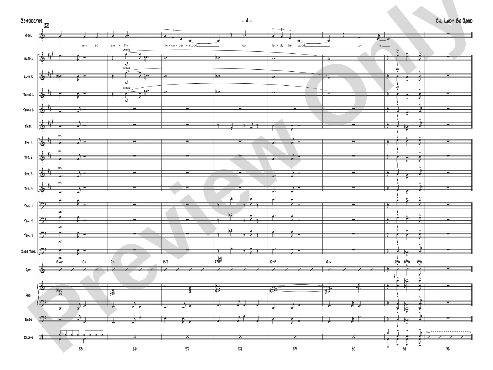 Oh, Lady Be Good: Jazz Ensemble Conductor Score & Parts