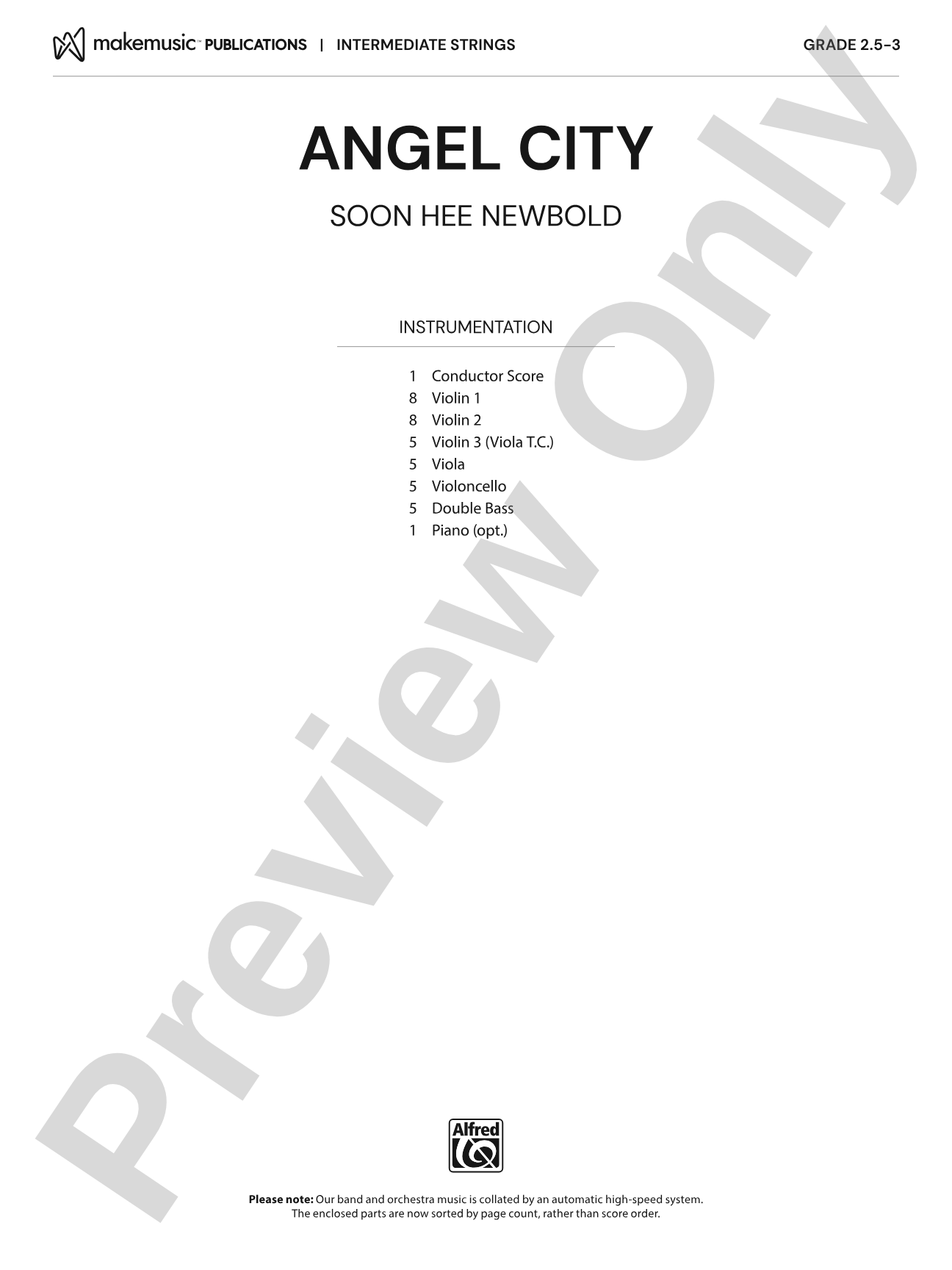 Angel City: String Orchestra Conductor Score & Parts