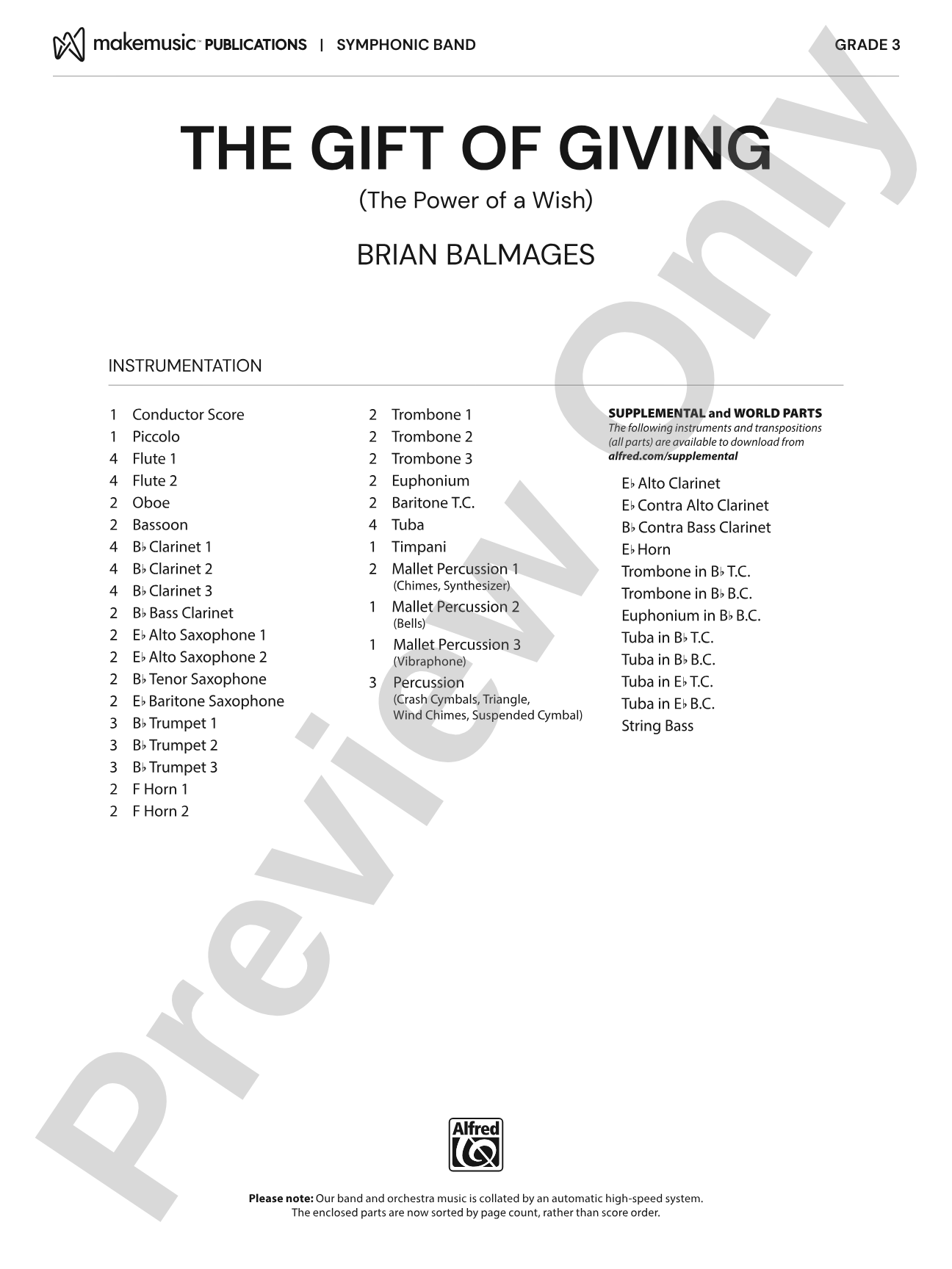 The Gift of Giving: Concert Band Conductor Score & Parts