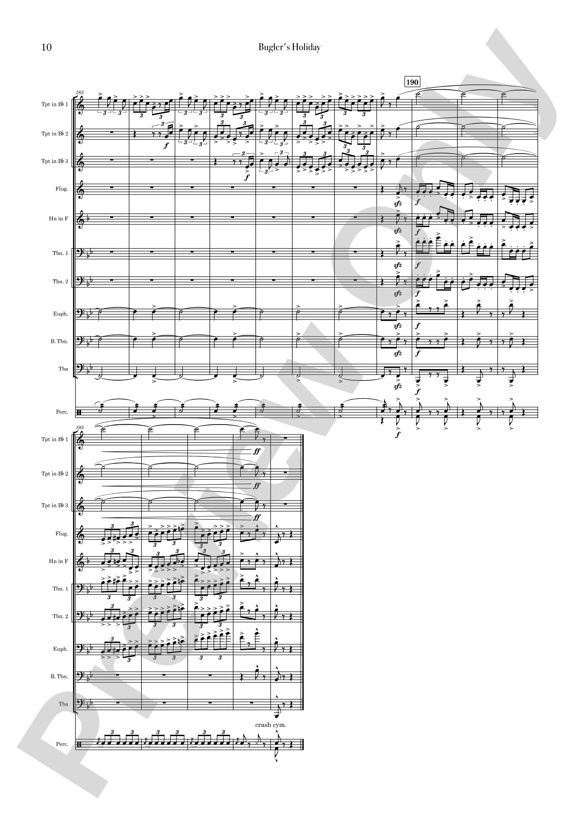 Bugler's Holiday: Brass Ensemble Conductor Score & Parts