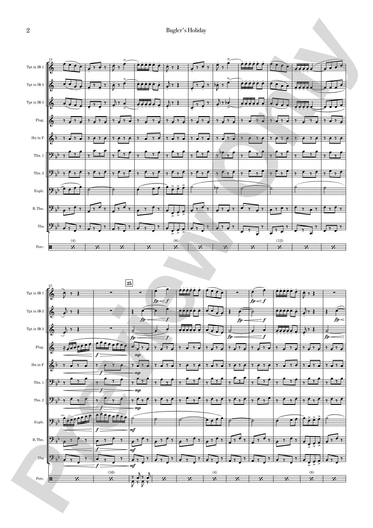 Bugler's Holiday: Brass Ensemble Conductor Score & Parts