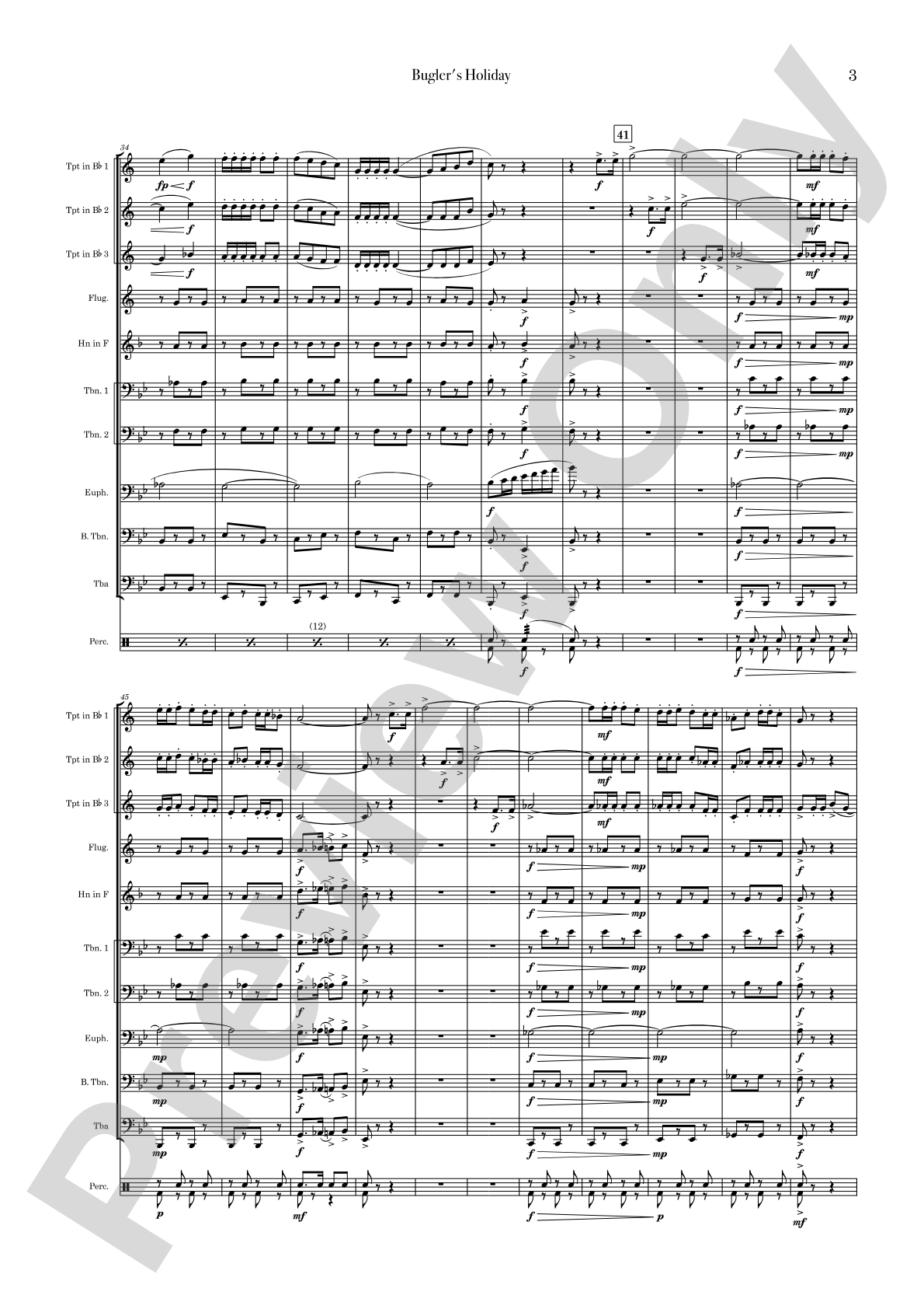 Bugler's Holiday: Brass Ensemble Conductor Score & Parts
