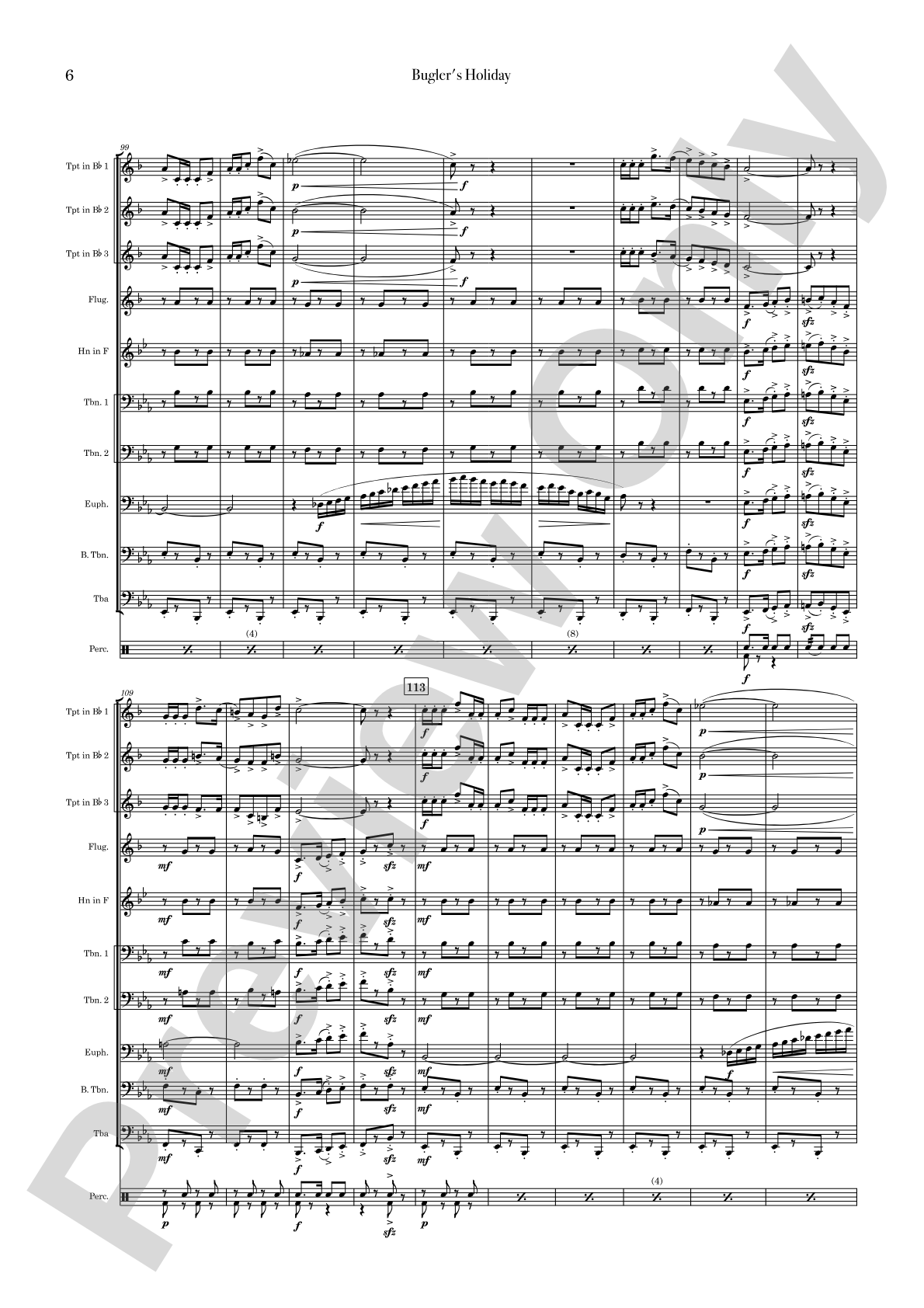 Bugler's Holiday: Brass Ensemble Conductor Score & Parts