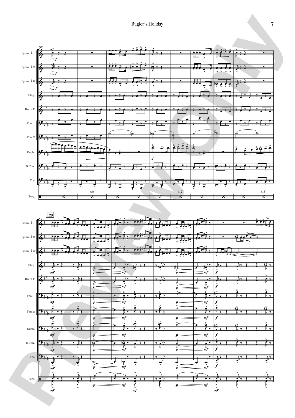 Bugler's Holiday: Brass Ensemble Conductor Score & Parts