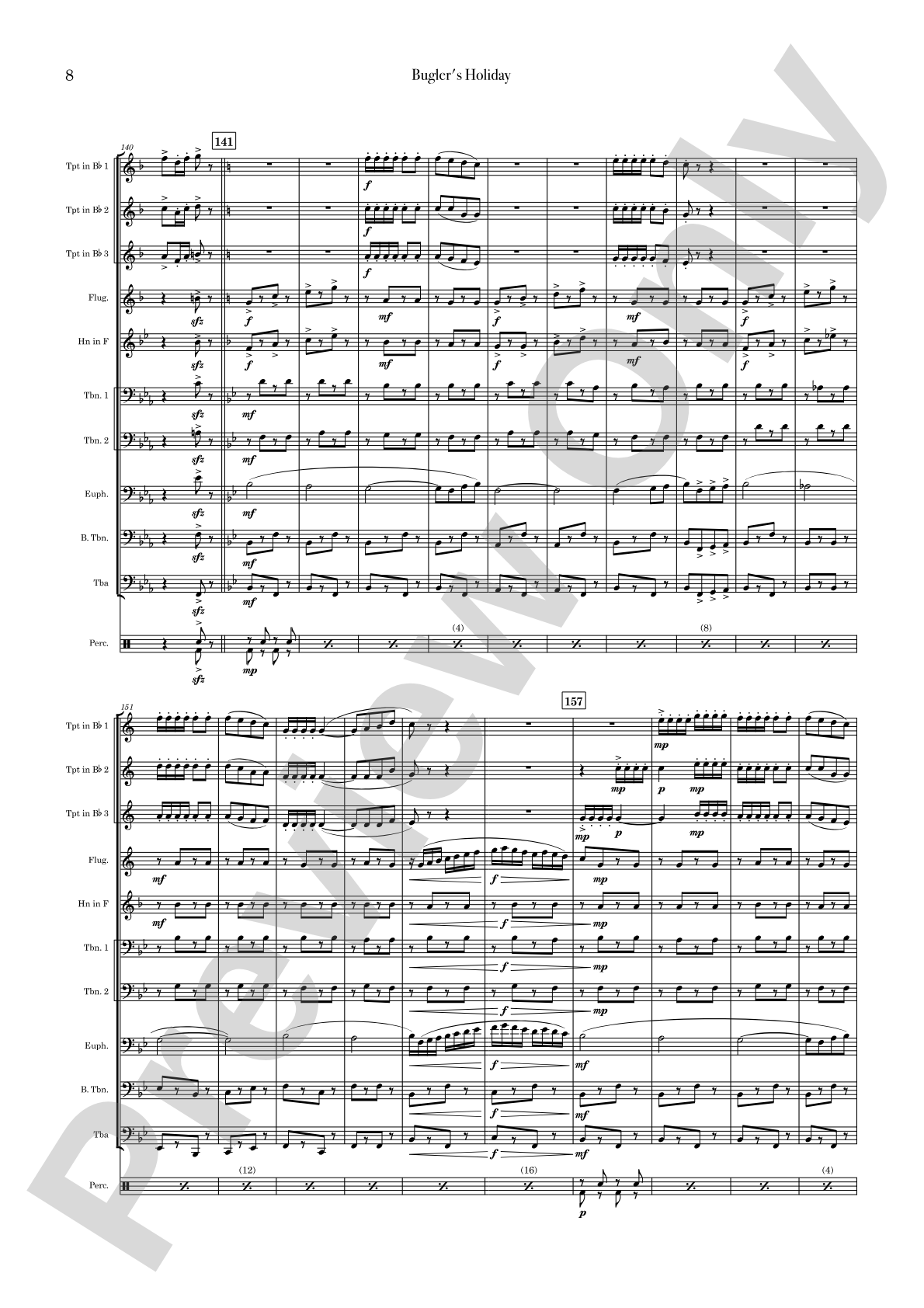 Bugler's Holiday: Brass Ensemble Conductor Score & Parts