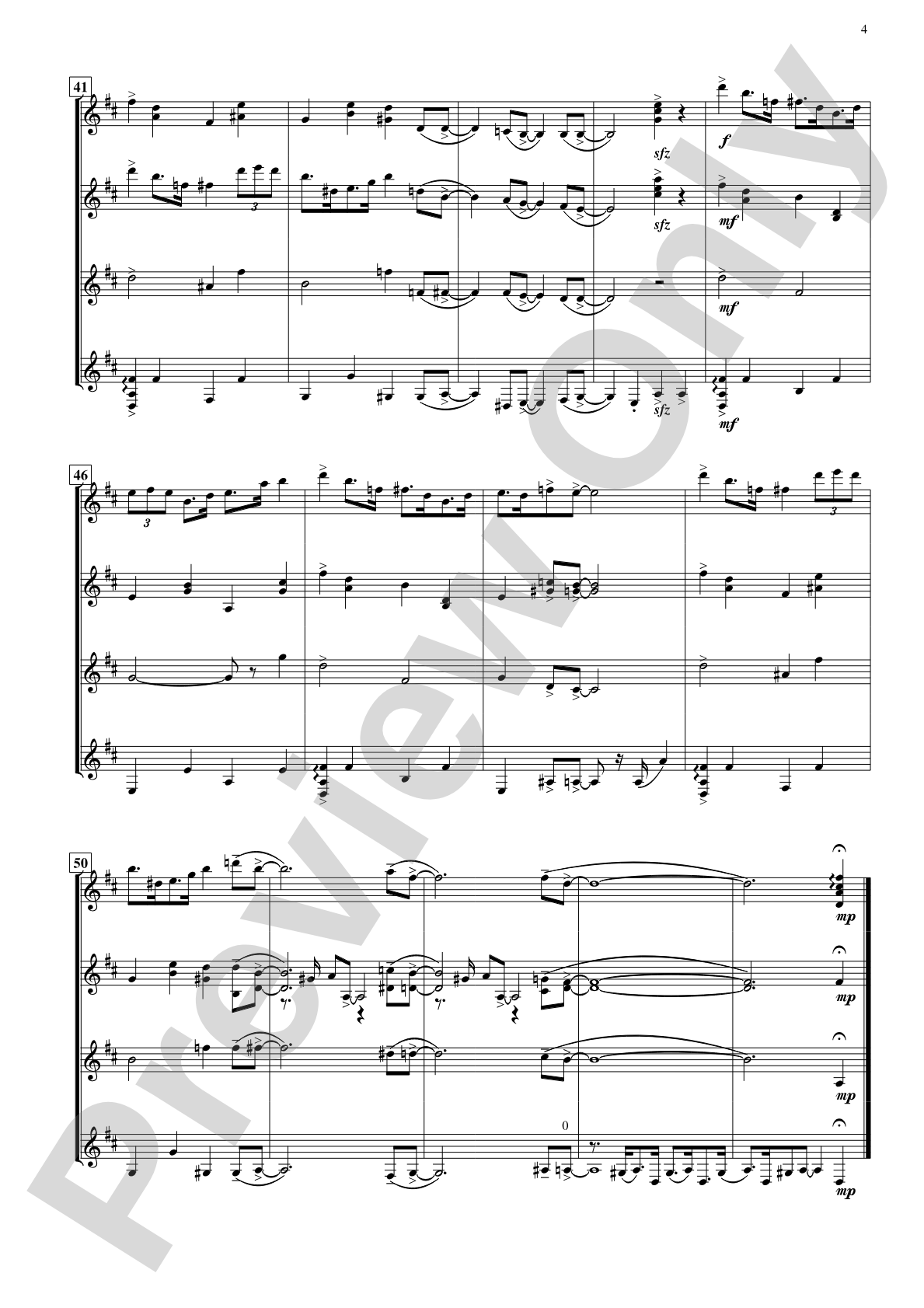 Jazz Legato: Guitar Quartet Conductor Score & Parts
