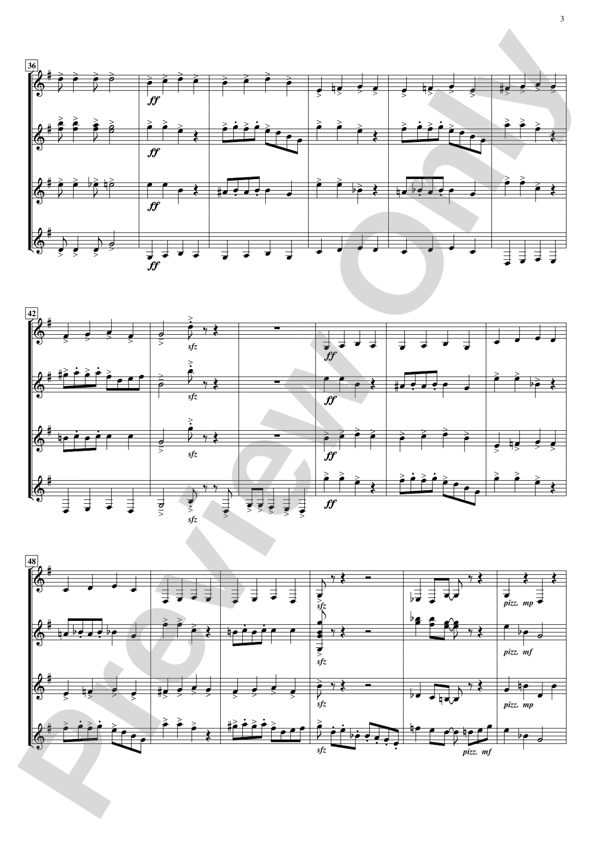 Jazz Pizzicato: Guitar Quartet Conductor Score & Parts