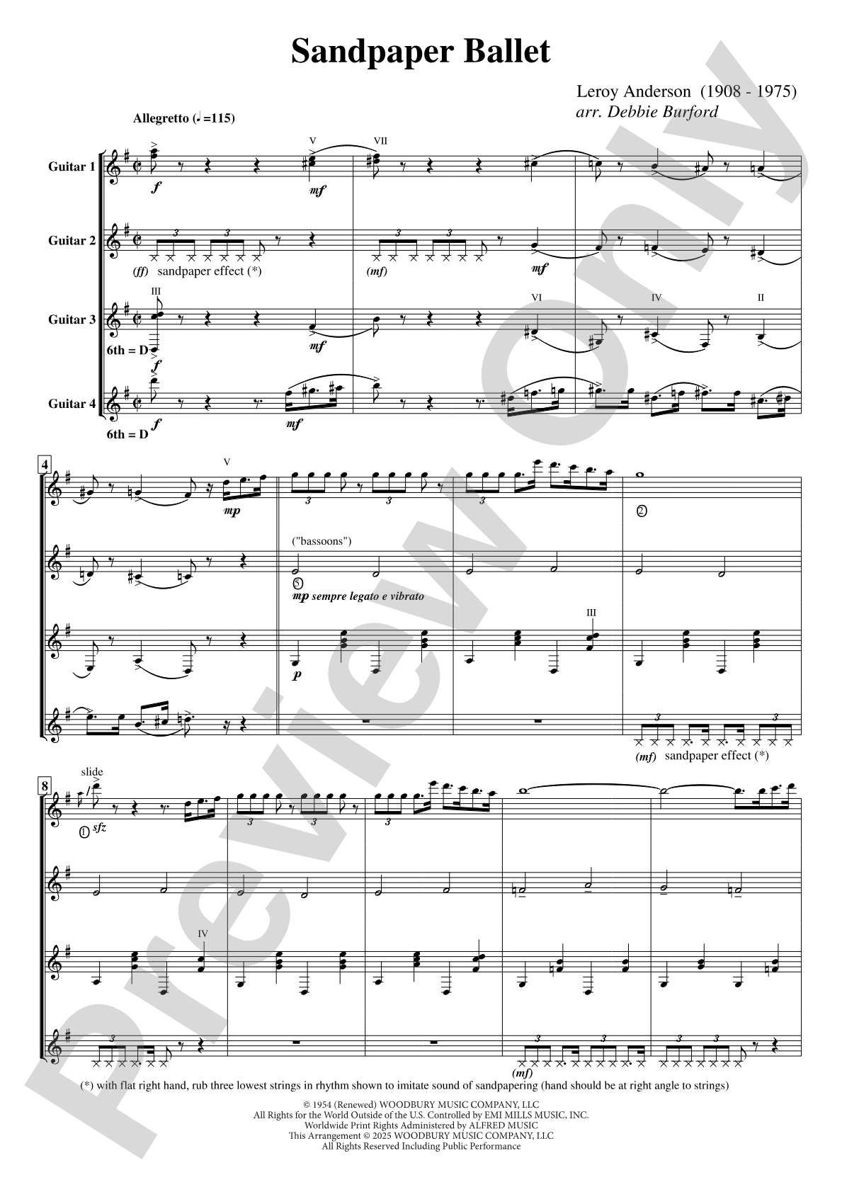 Sandpaper Ballet: Guitar Quartet Conductor Score & Parts