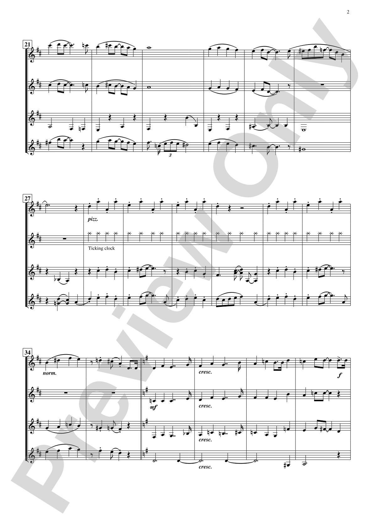 The Syncopated Clock: Guitar Quartet Conductor Score & Parts