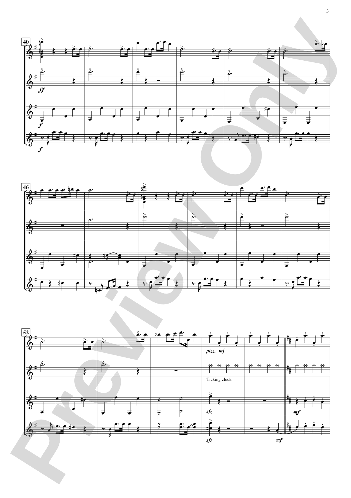 The Syncopated Clock: Guitar Quartet Conductor Score & Parts