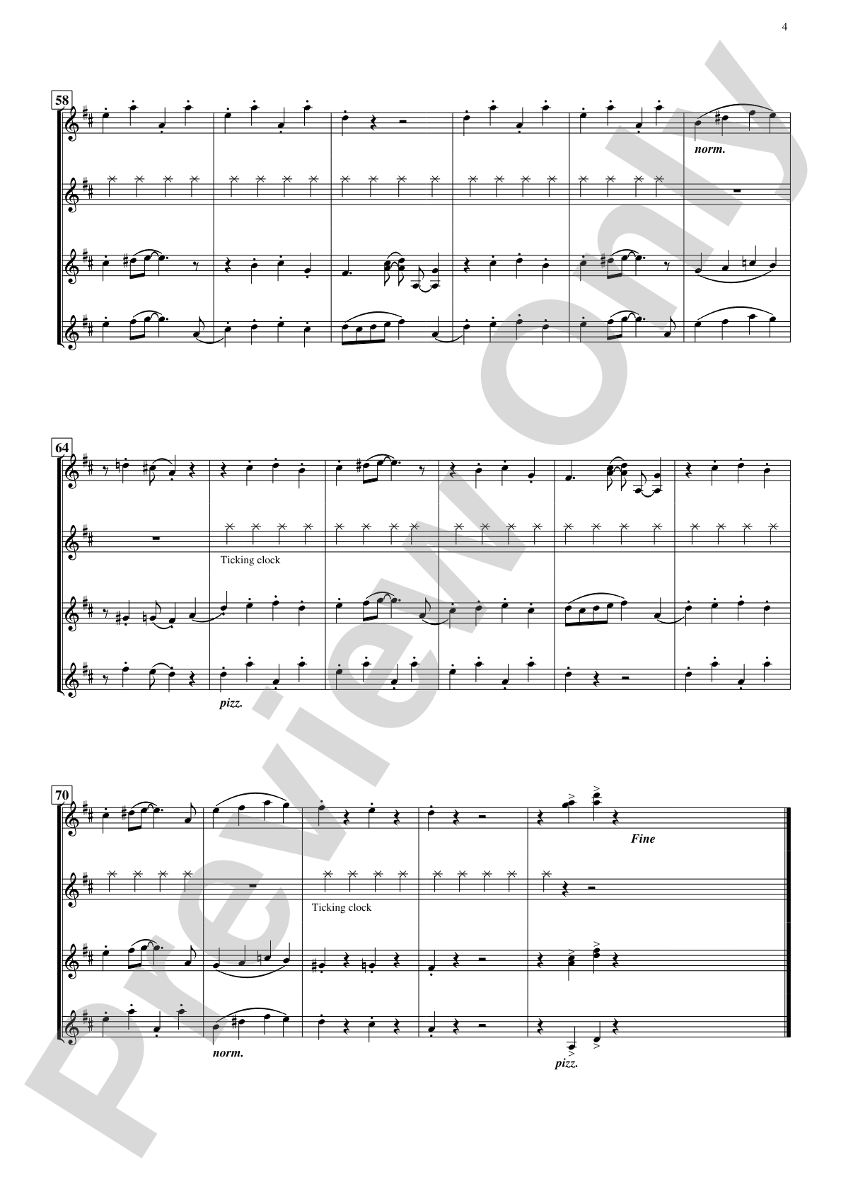 The Syncopated Clock: Guitar Quartet Conductor Score & Parts