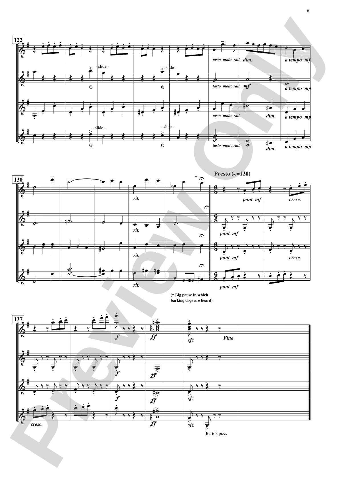 The Waltzing Cat: Guitar Quartet Conductor Score & Parts