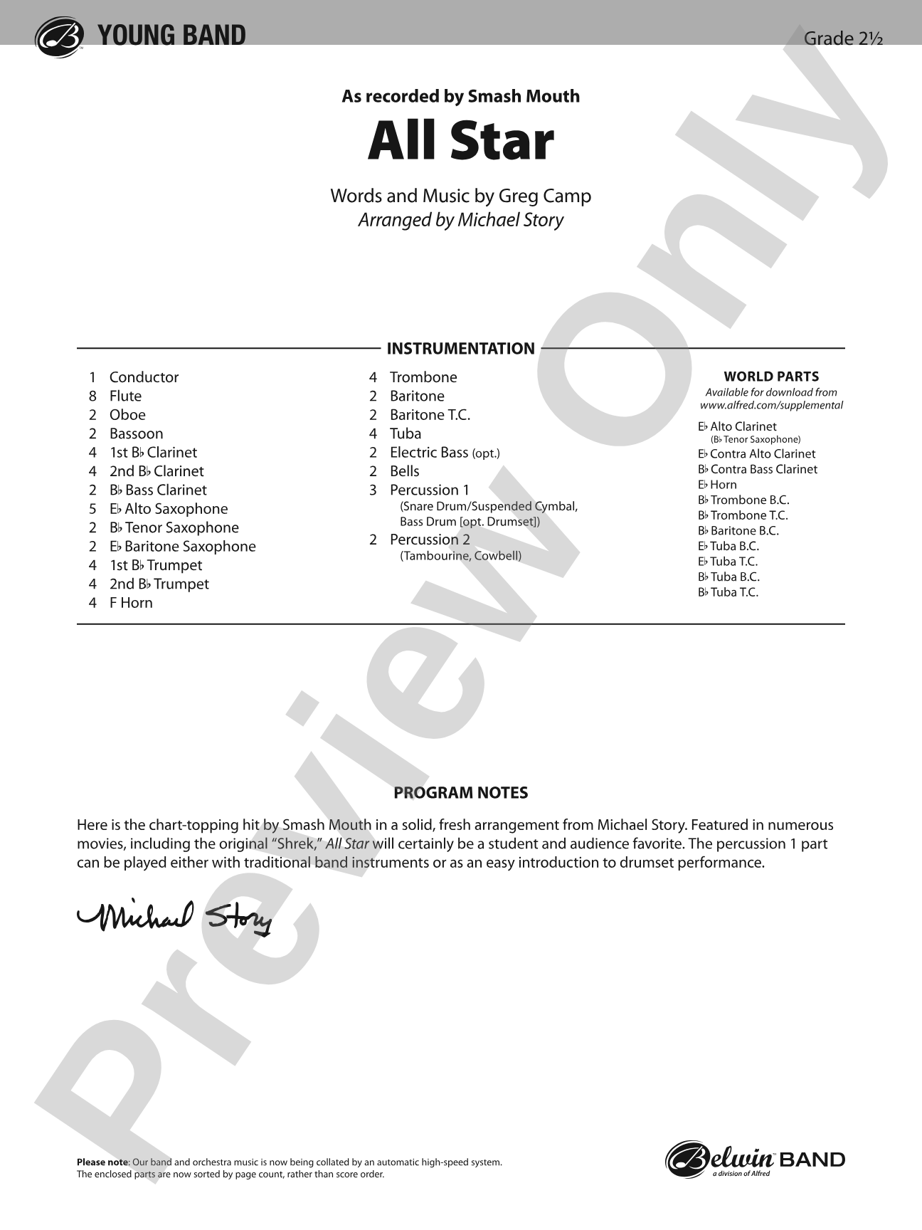 ALL STAR/PYB: Concert Band Conductor Score & Parts