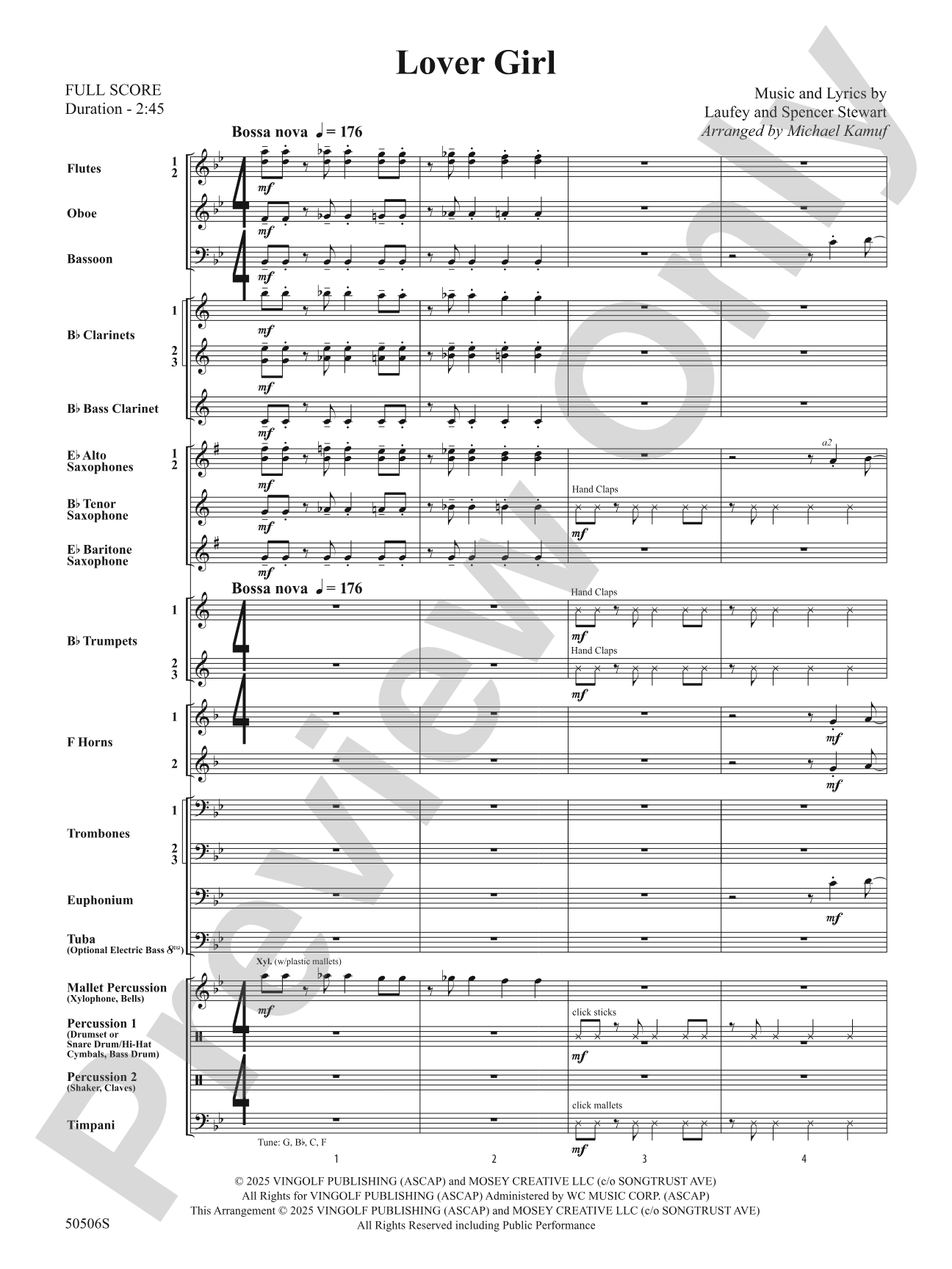 Lover Girl: Concert Band Conductor Score & Parts