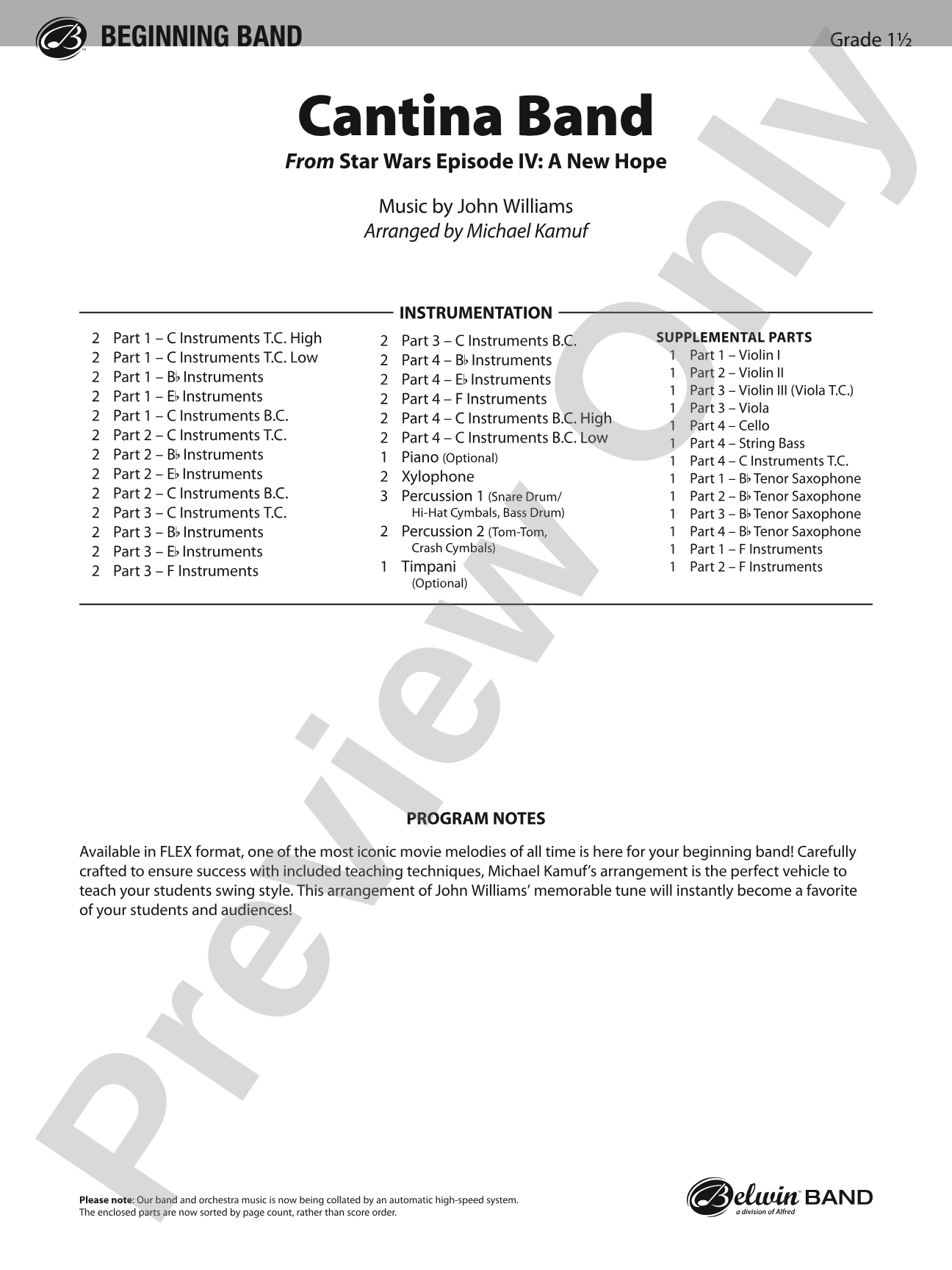 Cantina Band: Flexible Band/String Ensemble Score & Parts