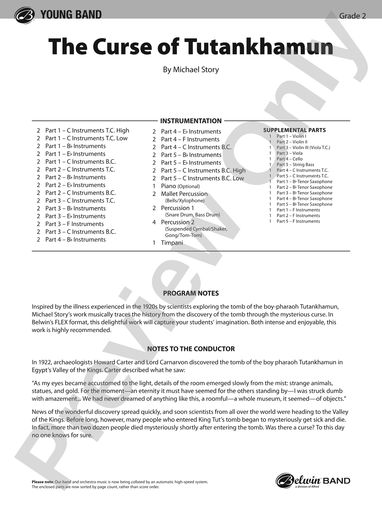 The Curse of Tutankhamun: Flexible Band/String Ensemble Score & Parts