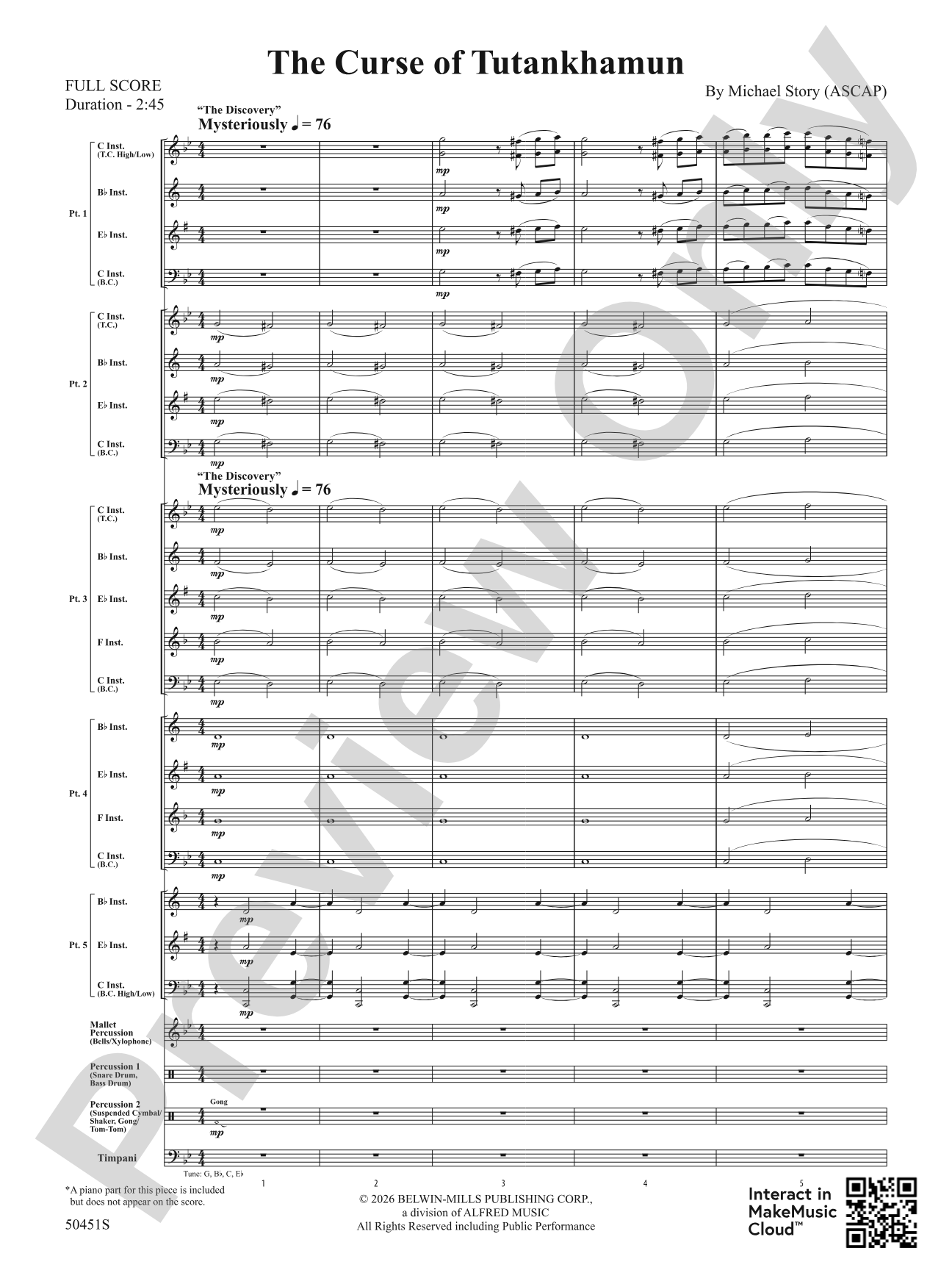 The Curse of Tutankhamun: Flexible Band/String Ensemble Score & Parts