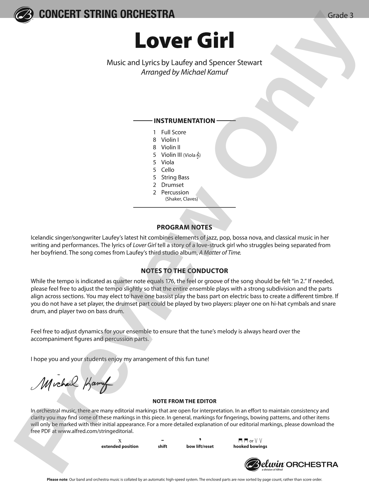 Lover Girl: String Orchestra Conductor Score & Parts