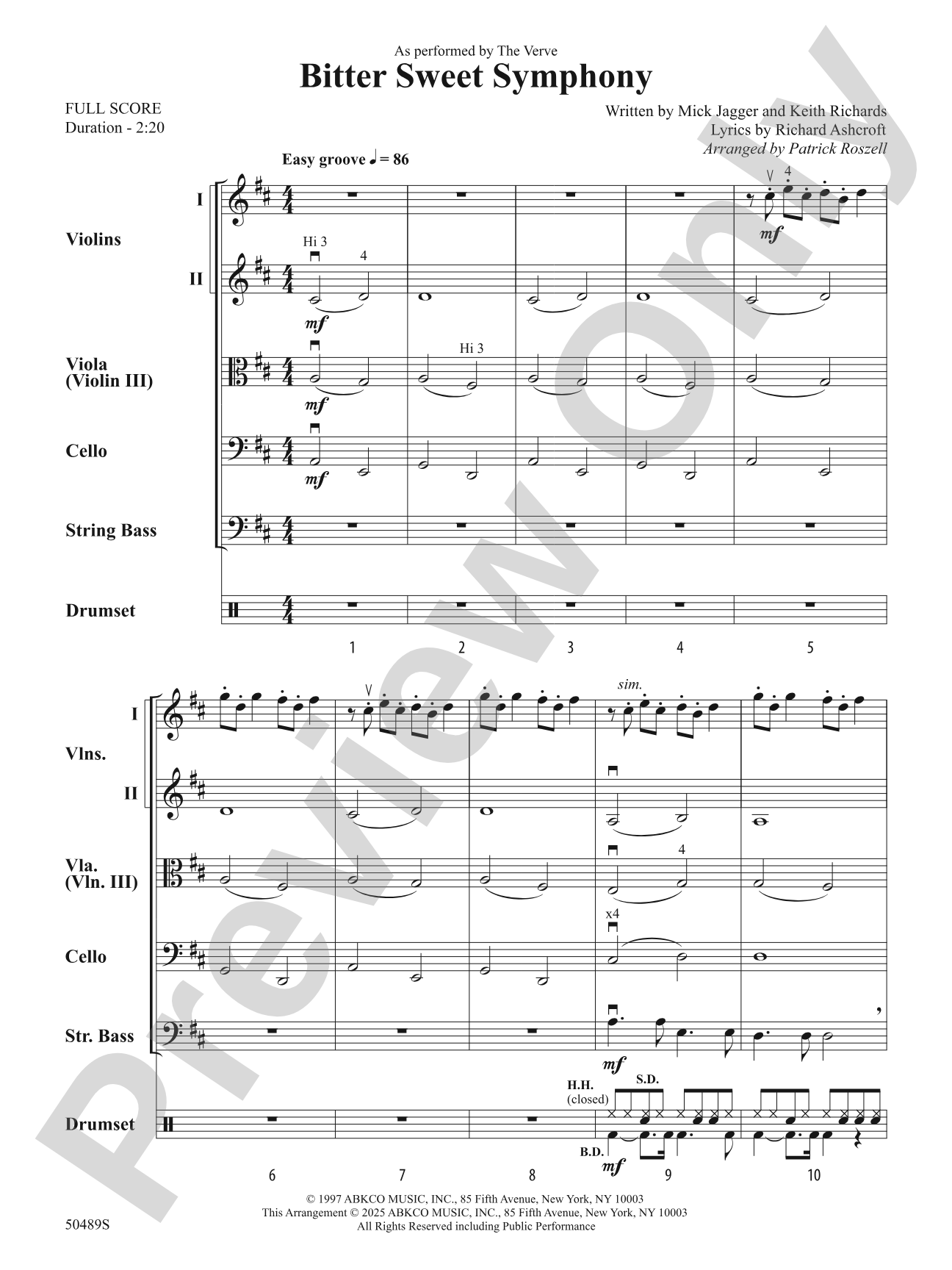 Bitter Sweet Symphony: String Orchestra Conductor Score & Parts