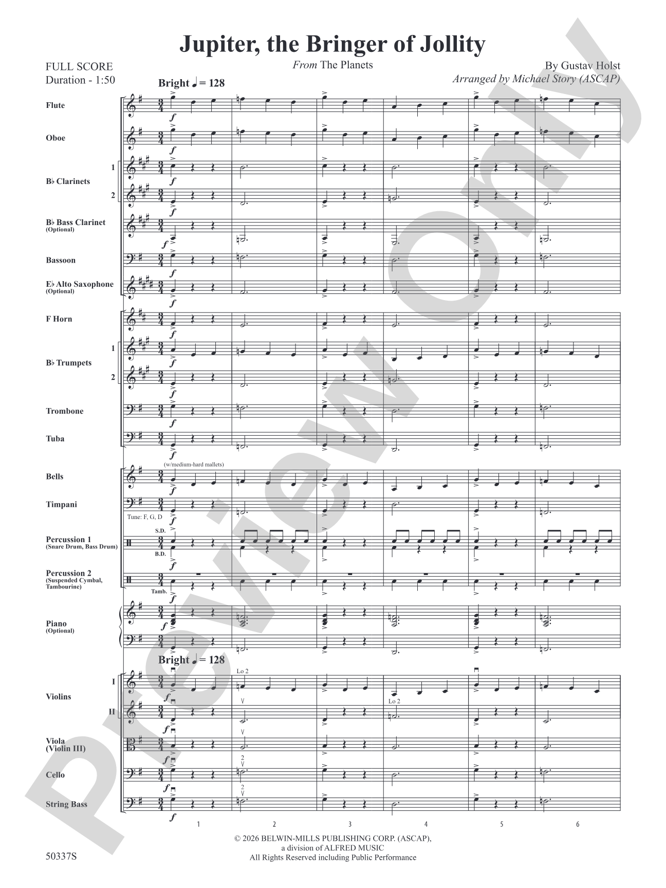 Jupiter, the Bringer of Jollity: Full Orchestra Conductor Score & Parts