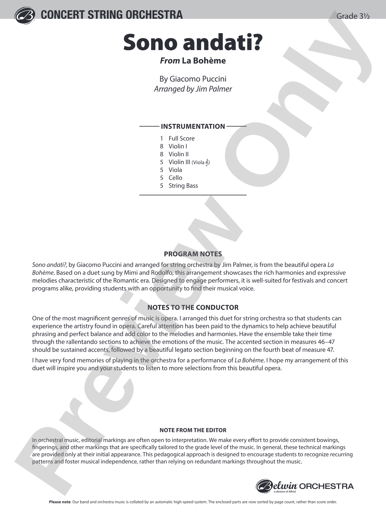 Sono andati?: String Orchestra Conductor Score & Parts