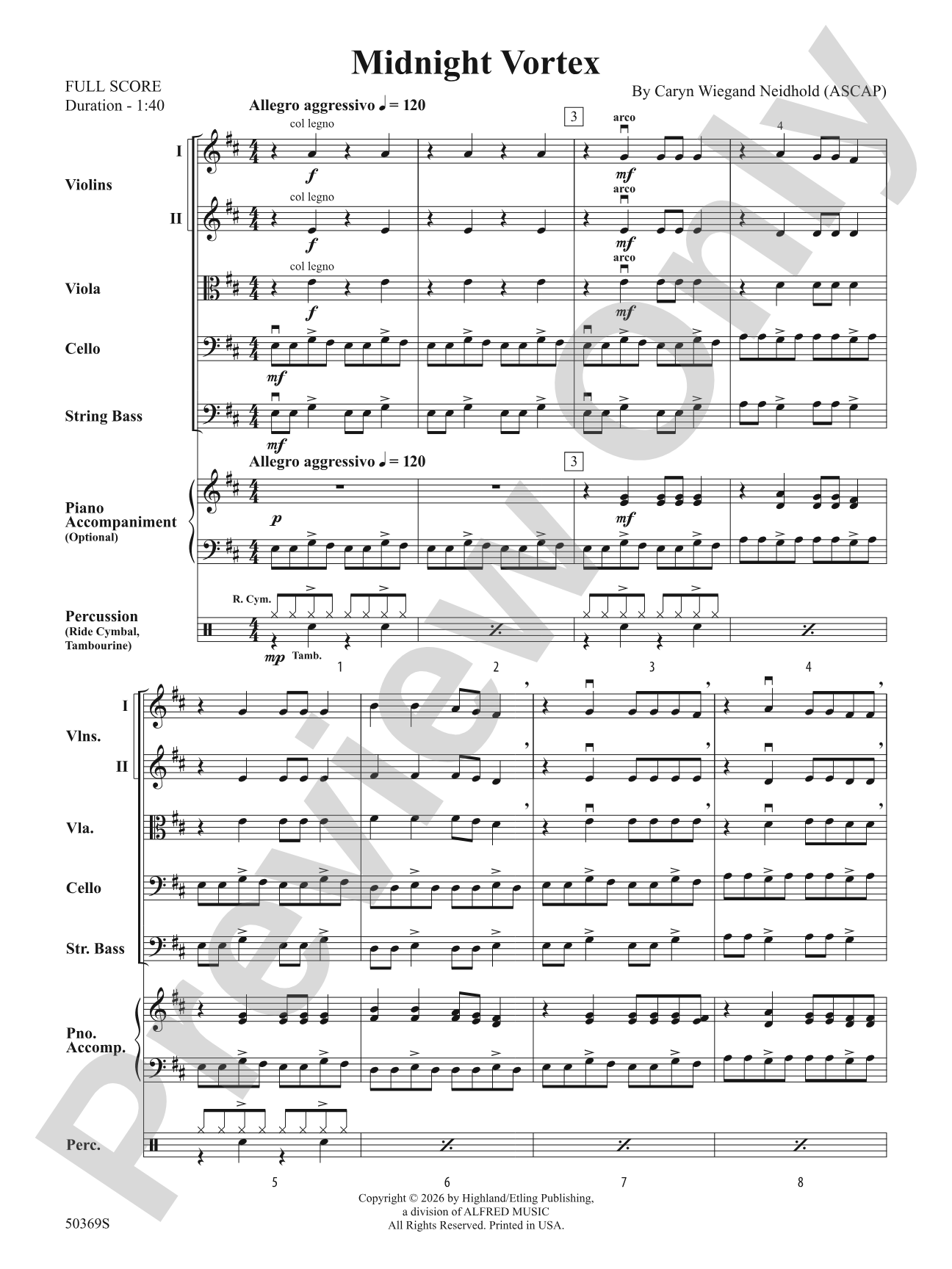 MIDNIGHT VORTEX/HSO: String Orchestra Conductor Score & Parts