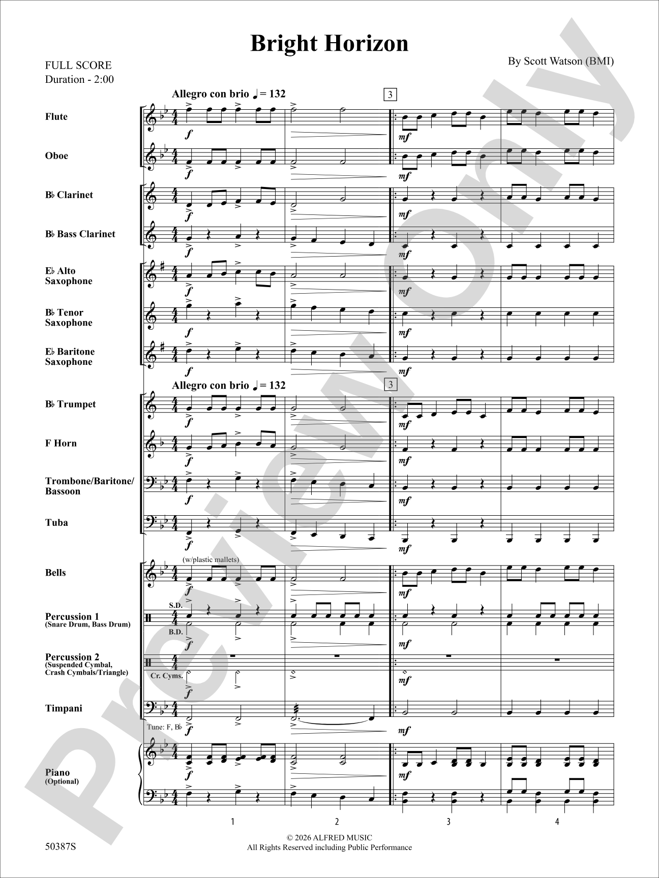Bright Horizon: Concert Band Conductor Score & Parts