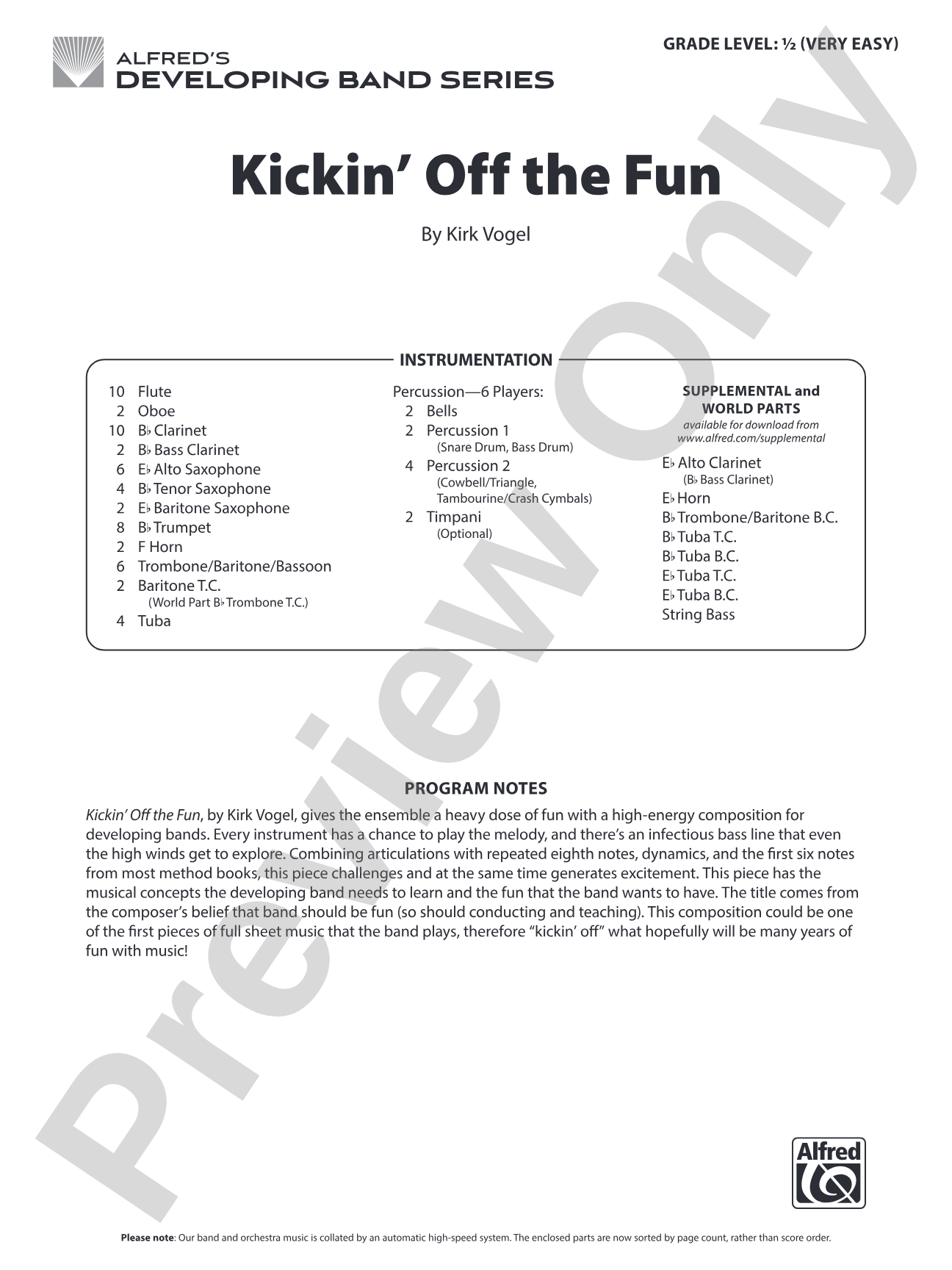 Kickin' Off the Fun: Concert Band Conductor Score & Parts