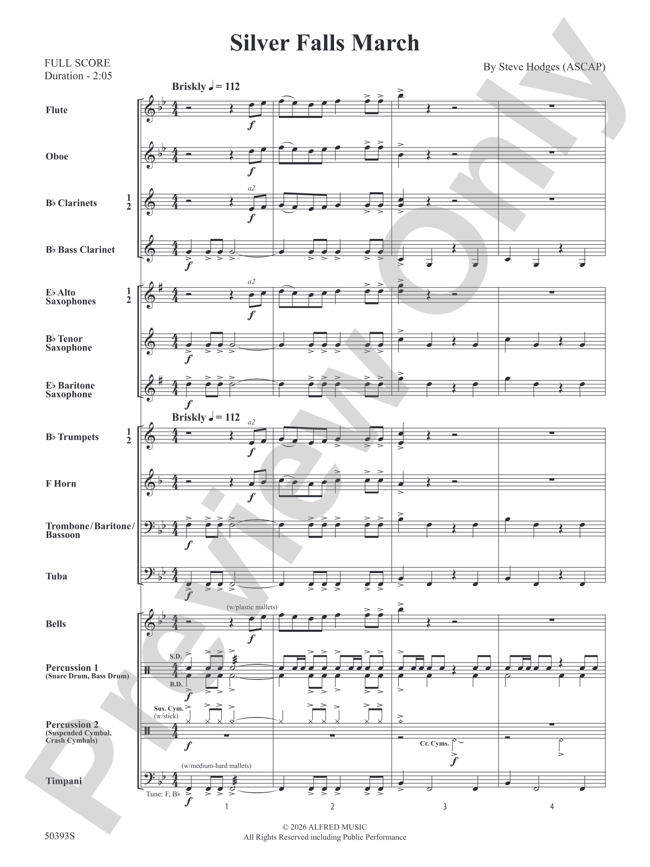 Silver Falls March: Concert Band Conductor Score & Parts