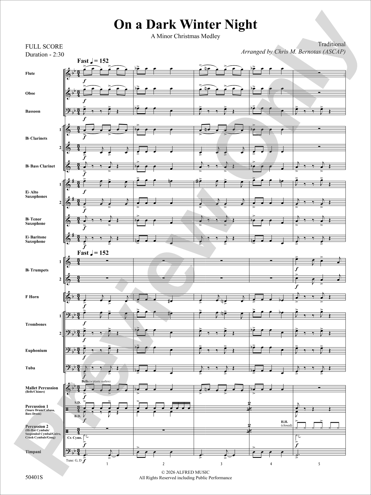 ON A DARK WINTER NIGHT/YS: Concert Band Conductor Score & Parts