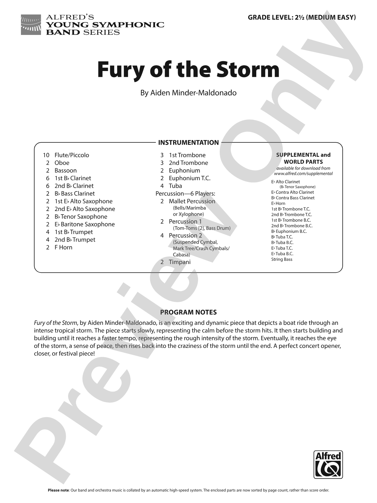 Fury of the Storm: Concert Band Conductor Score & Parts