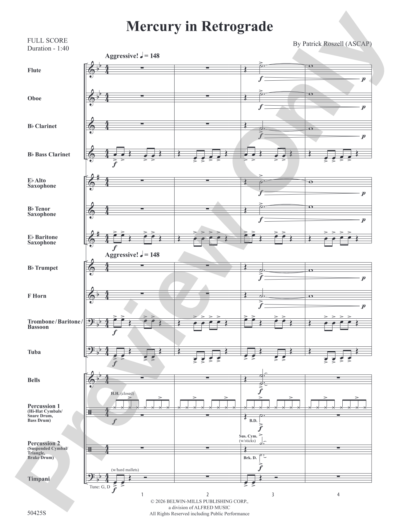Mercury in Retrograde: Concert Band Conductor Score & Parts