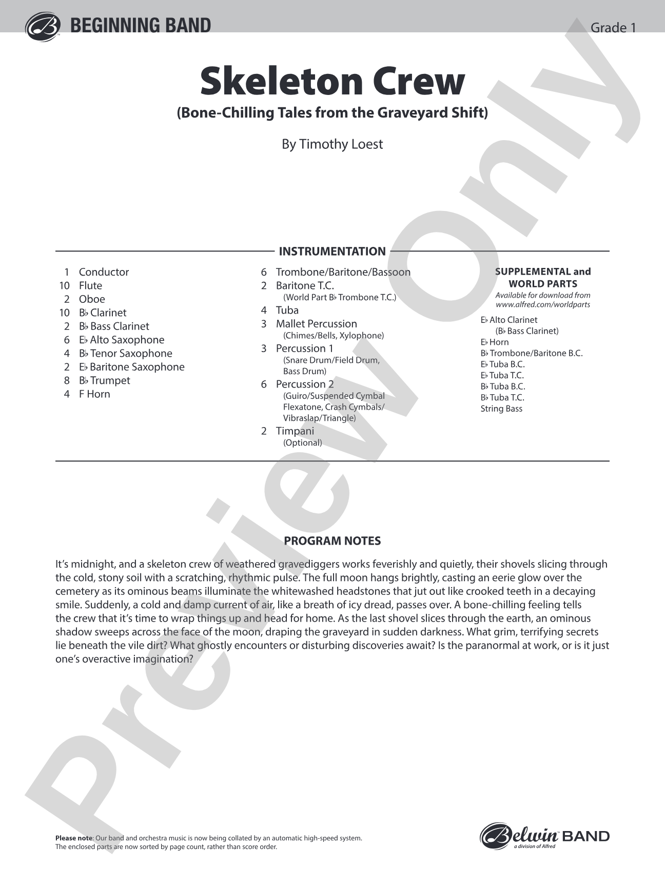 Skeleton Crew: Concert Band Conductor Score & Parts