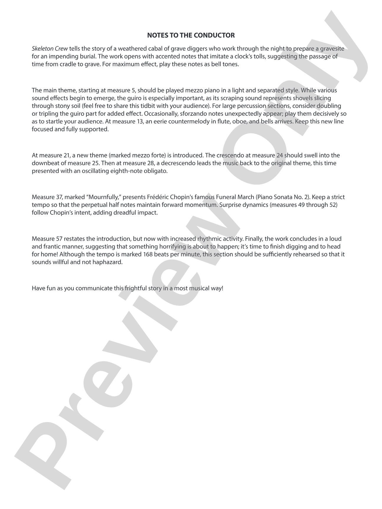 Skeleton Crew: Concert Band Conductor Score & Parts